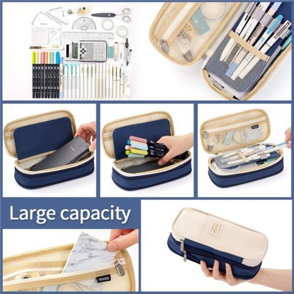 Big Capacity Pencil PenCase Office College School Large Storage HighCapacity Bag - Picture 4 of 6